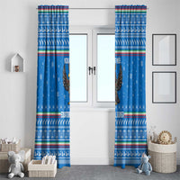Equatorial Guinea Christmas Window Curtain with Nzalang Noel Eagle Flag Snowflakes and Blue Holiday - Wonder Print Shop