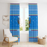 Equatorial Guinea Christmas Window Curtain with Nzalang Noel Eagle Flag Snowflakes and Blue Holiday - Wonder Print Shop