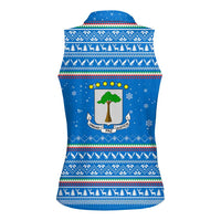 Equatorial Guinea Christmas Women Sleeveless Polo Shirt with Nzalang Noel Eagle Flag Snowflakes and Blue Holiday - Wonder Print Shop