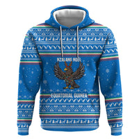 Equatorial Guinea Christmas Zip Hoodie with Nzalang Noel Eagle Flag Snowflakes and Blue Holiday - Wonder Print Shop