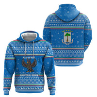 Equatorial Guinea Christmas Zip Hoodie with Nzalang Noel Eagle Flag Snowflakes and Blue Holiday - Wonder Print Shop