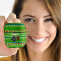 Equatorial Guinea Christmas AirPods Case with Santa Gorilla Gift Basket and Green Holiday Pattern Design - Wonder Print Shop