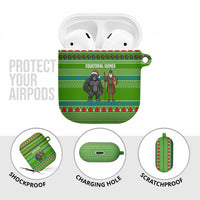 Equatorial Guinea Christmas AirPods Case with Santa Gorilla Gift Basket and Green Holiday Pattern Design - Wonder Print Shop