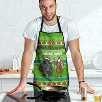 Equatorial Guinea Christmas Apron with Santa Gorilla Gift Basket and Green Holiday Pattern Design - Wonder Print Shop