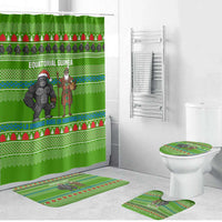 Equatorial Guinea Christmas Bathroom Set with Santa Gorilla Gift Basket and Green Holiday Pattern Design - Wonder Print Shop