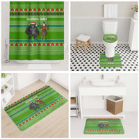 Equatorial Guinea Christmas Bathroom Set with Santa Gorilla Gift Basket and Green Holiday Pattern Design - Wonder Print Shop