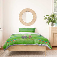 Equatorial Guinea Christmas Bedding Set with Santa Gorilla Gift Basket and Green Holiday Pattern Design - Wonder Print Shop