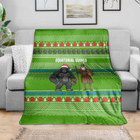Equatorial Guinea Christmas Blanket with Santa Gorilla Gift Basket and Green Holiday Pattern Design - Wonder Print Shop