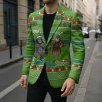 Equatorial Guinea Christmas Blazer with Santa Gorilla Gift Basket and Green Holiday Pattern Design - Wonder Print Shop