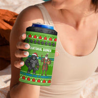 Equatorial Guinea Christmas 4 in 1 Can Cooler Tumbler with Santa Gorilla Gift Basket and Green Holiday Pattern Design - Wonder Print Shop