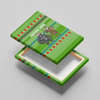 Equatorial Guinea Christmas Canvas Wall Art with Santa Gorilla Gift Basket and Green Holiday Pattern Design - Wonder Print Shop