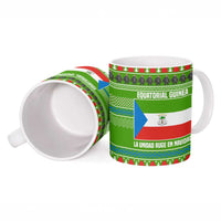 Equatorial Guinea Christmas Ceramic Mug with Santa Gorilla Gift Basket and Green Holiday Pattern Design - Wonder Print Shop