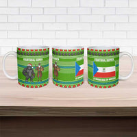 Equatorial Guinea Christmas Ceramic Mug with Santa Gorilla Gift Basket and Green Holiday Pattern Design - Wonder Print Shop