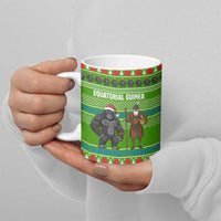 Equatorial Guinea Christmas Ceramic Mug with Santa Gorilla Gift Basket and Green Holiday Pattern Design - Wonder Print Shop