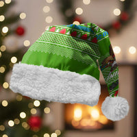 Equatorial Guinea Christmas Santa Hat with Santa Gorilla Gift Basket and Green Holiday Pattern Design - Wonder Print Shop
