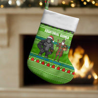 Equatorial Guinea Christmas Stocking with Santa Gorilla Gift Basket and Green Holiday Pattern Design - Wonder Print Shop