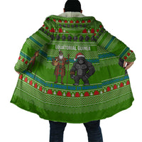 Equatorial Guinea Christmas Cloak with Santa Gorilla Gift Basket and Green Holiday Pattern Design - Wonder Print Shop