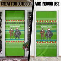Equatorial Guinea Christmas Door Cover with Santa Gorilla Gift Basket and Green Holiday Pattern Design - Wonder Print Shop
