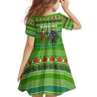 Equatorial Guinea Christmas Family Matching Off The Shoulder Long Sleeve Dress and Hawaiian Shirt with Santa Gorilla Gift Basket and Green Holiday Pattern Design - Wonder Print Shop