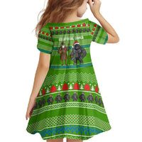 Equatorial Guinea Christmas Family Matching Off Shoulder Maxi Dress and Hawaiian Shirt with Santa Gorilla Gift Basket and Green Holiday Pattern Design - Wonder Print Shop