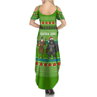 Equatorial Guinea Christmas Family Matching Summer Maxi Dress and Hawaiian Shirt with Santa Gorilla Gift Basket and Green Holiday Pattern Design - Wonder Print Shop