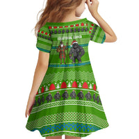 Equatorial Guinea Christmas Family Matching Tank Maxi Dress and Hawaiian Shirt with Santa Gorilla Gift Basket and Green Holiday Pattern Design - Wonder Print Shop