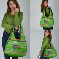 Equatorial Guinea Christmas Grocery Bag with Santa Gorilla Gift Basket and Green Holiday Pattern Design - Wonder Print Shop