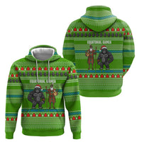Equatorial Guinea Christmas Hoodie with Santa Gorilla Gift Basket and Green Holiday Pattern Design - Wonder Print Shop