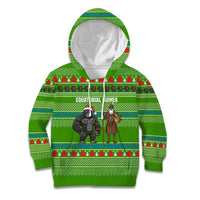 Equatorial Guinea Christmas Kid Hoodie with Santa Gorilla Gift Basket and Green Holiday Pattern Design - Wonder Print Shop