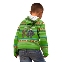 Equatorial Guinea Christmas Kid Hoodie with Santa Gorilla Gift Basket and Green Holiday Pattern Design - Wonder Print Shop
