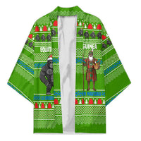 Equatorial Guinea Christmas Kimono with Santa Gorilla Gift Basket and Green Holiday Pattern Design - Wonder Print Shop