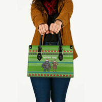 Equatorial Guinea Christmas Leather Bag with Santa Gorilla Gift Basket and Green Holiday Pattern Design - Wonder Print Shop