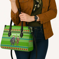 Equatorial Guinea Christmas Leather Bag with Santa Gorilla Gift Basket and Green Holiday Pattern Design - Wonder Print Shop