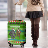 Equatorial Guinea Christmas Luggage Cover with Santa Gorilla Gift Basket and Green Holiday Pattern Design - Wonder Print Shop