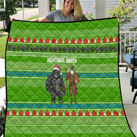 Equatorial Guinea Christmas Quilt with Santa Gorilla Gift Basket and Green Holiday Pattern Design - Wonder Print Shop