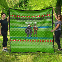 Equatorial Guinea Christmas Quilt with Santa Gorilla Gift Basket and Green Holiday Pattern Design - Wonder Print Shop