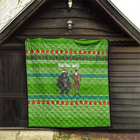 Equatorial Guinea Christmas Quilt with Santa Gorilla Gift Basket and Green Holiday Pattern Design - Wonder Print Shop