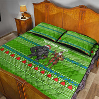 Equatorial Guinea Christmas Quilt Bed Set with Santa Gorilla Gift Basket and Green Holiday Pattern Design - Wonder Print Shop