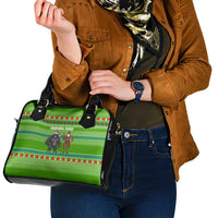 Equatorial Guinea Christmas Shoulder Handbag with Santa Gorilla Gift Basket and Green Holiday Pattern Design - Wonder Print Shop