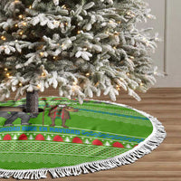 Equatorial Guinea Christmas Tree Skirt with Santa Gorilla Gift Basket and Green Holiday Pattern Design - Wonder Print Shop