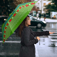 Equatorial Guinea Christmas Umbrella with Santa Gorilla Gift Basket and Green Holiday Pattern Design - Wonder Print Shop