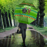 Equatorial Guinea Christmas Umbrella with Santa Gorilla Gift Basket and Green Holiday Pattern Design - Wonder Print Shop