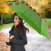 Equatorial Guinea Christmas Umbrella with Santa Gorilla Gift Basket and Green Holiday Pattern Design - Wonder Print Shop