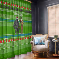 Equatorial Guinea Christmas Window Curtain with Santa Gorilla Gift Basket and Green Holiday Pattern Design - Wonder Print Shop