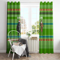 Equatorial Guinea Christmas Window Curtain with Santa Gorilla Gift Basket and Green Holiday Pattern Design - Wonder Print Shop