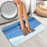 Estonia Christmas Bathroom Set with Santa Otters Lights Snowflakes and National Emblem on Blue Pattern - Wonder Print Shop