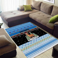 Estonia Christmas Area Rug with Reindeer Gingerbread Snowflakes National Emblem and Winter Forest - Wonder Print Shop