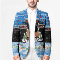 Estonia Christmas Blazer with Reindeer Gingerbread Snowflakes National Emblem and Winter Forest - Wonder Print Shop