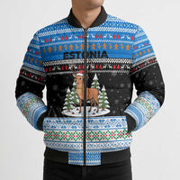 Estonia Christmas Bomber Puffer Jacket with Reindeer Gingerbread Snowflakes National Emblem and Winter Forest - Wonder Print Shop