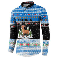 Estonia Christmas Button Sweatshirt with Reindeer Gingerbread Snowflakes National Emblem and Winter Forest - Wonder Print Shop